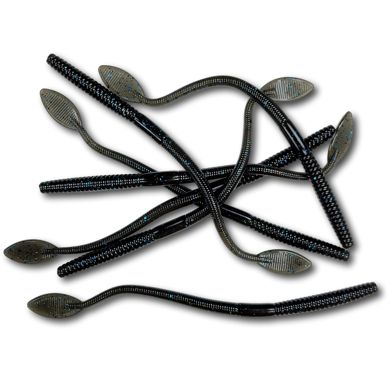 TEXJET 3.5" Paddle Tail Worms – Black Neon, Heavy Garlic Scent – 30-Pack For Drop Shot / Finesse Rig