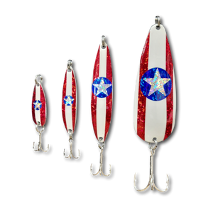 Parsons Lures "Patriot Star" Pattern Spoon 4 Sizes Parsons Lures "Patriot Star" Pattern Spoon 4 Sizes