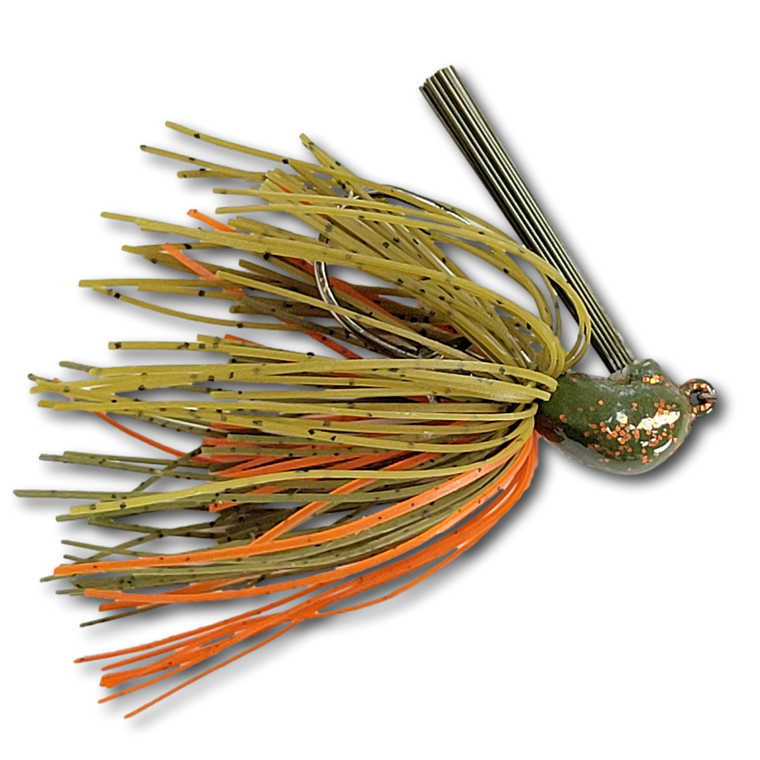 War Eagle Jiu-Jigsu Bass Fishing Lure - Weed Guard & Hole-in-One Skirt, Dirty June Bug Color | Flipping Jig For Big Bass