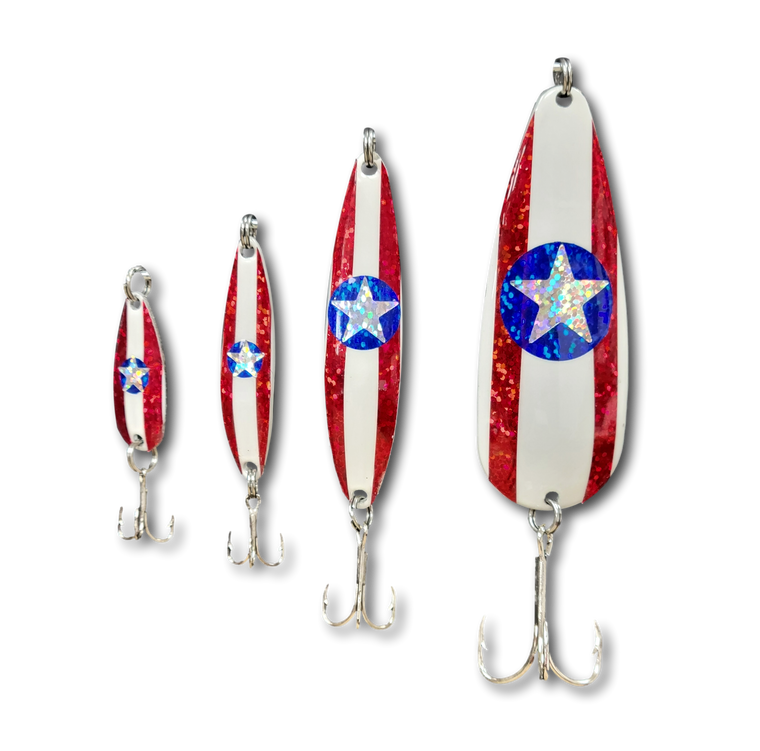 Parsons Lures "Patriot Star" Pattern Spoon 4 Sizes