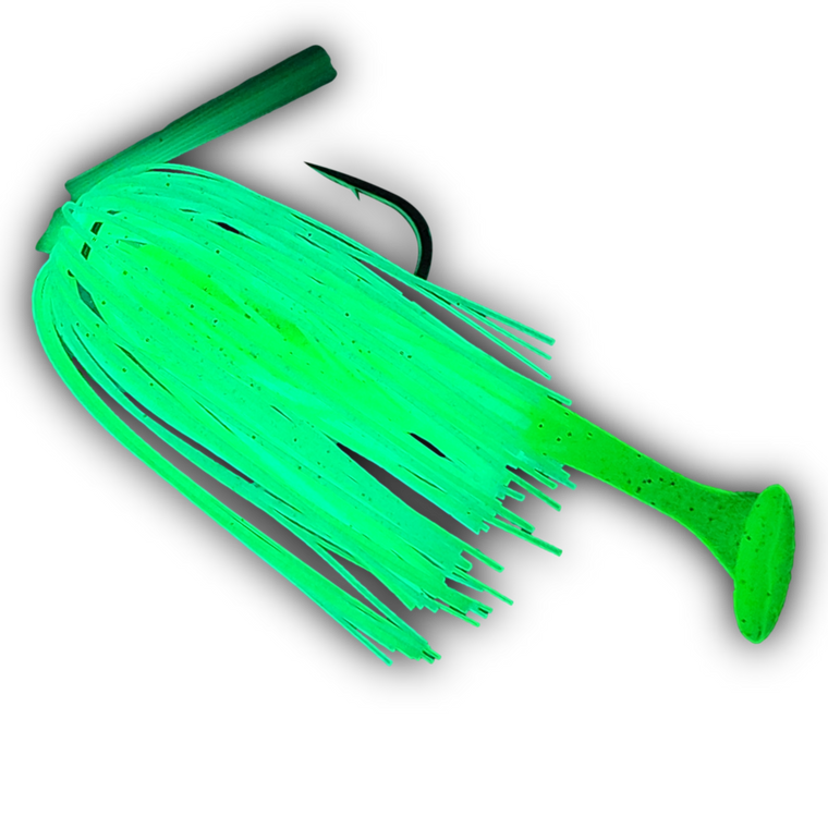 Qwik Fishing 3/8 Ounce Glow Swim Jig w/Trailer Combo