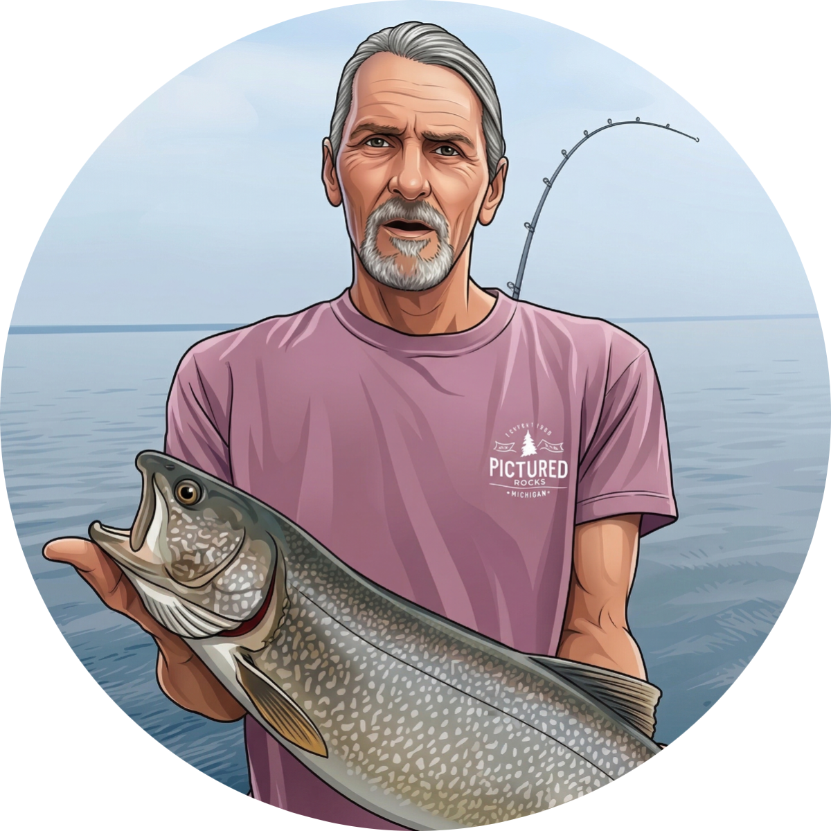 Gregory Litts of Litts Fishing holding a Lake Superior trout