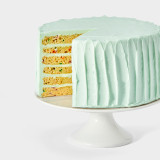 Vanilla Celebration Cake retro blue buttercream frosting