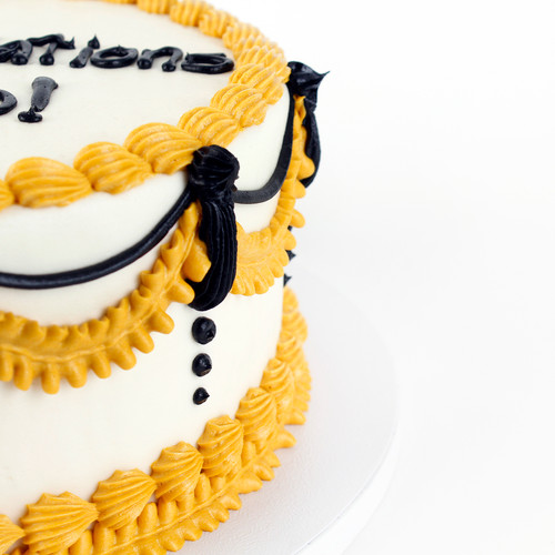 Black & Gold Vintage Graduation Cake