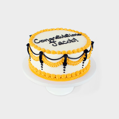 Black & Gold Vintage Graduation Cake