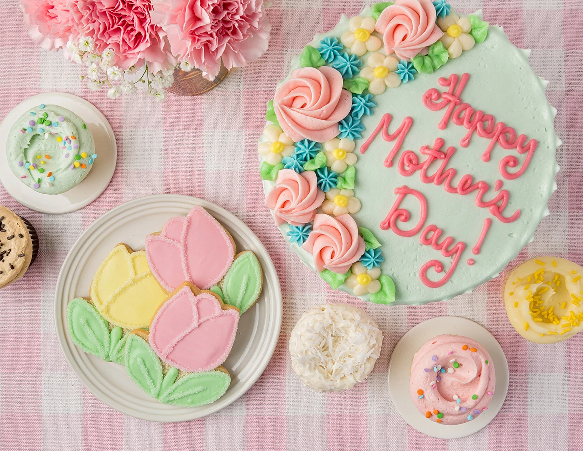 Mothers Day Cake, Cookies, and Cupcakes