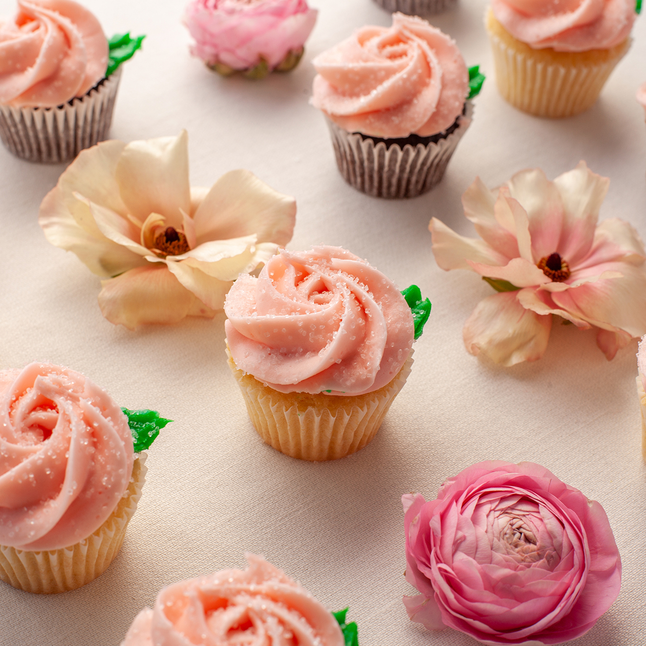 SET. 100 Caissettes à Mini Cupcakes Muffins Rose Fleurs