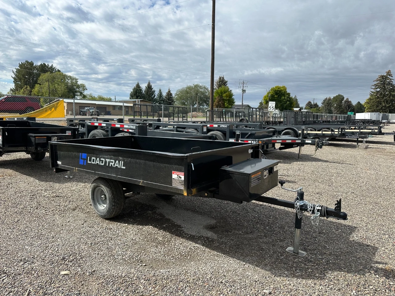 Load Trails Trailers 2025 2025 60"X8' Single Ram Dump Trailer | Single Axle Axle, 10" Tires, 12" Removable Sides, Light Weight | Urban Dump, Tongue Storeage Box, 10" Tires, 12" Removable Sides (Weights 800 Lbs)