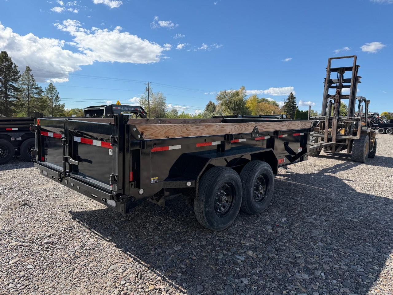 Maxx-D Trailers 2024 2024 83"X14' Scissor Dump Trailer | Tandem Axle Axle 14K, 18" Sides, Spreader Gate, Slide In Ramps, Trap Kit | 18" Sides With 6" Wood Extension, Spreader Gate, Ramps, Tarp