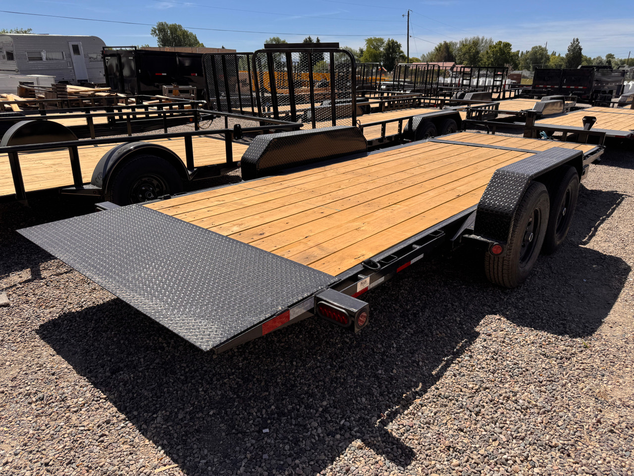 P.J. Trailers 2027 2027 83"X20' Car Hauler Gravity Tilt Trailer | Tandem Axle Axle 14K | (16' Tilt +4' Stationary)  Torsion Axles, 10 Ply, Locking Lid