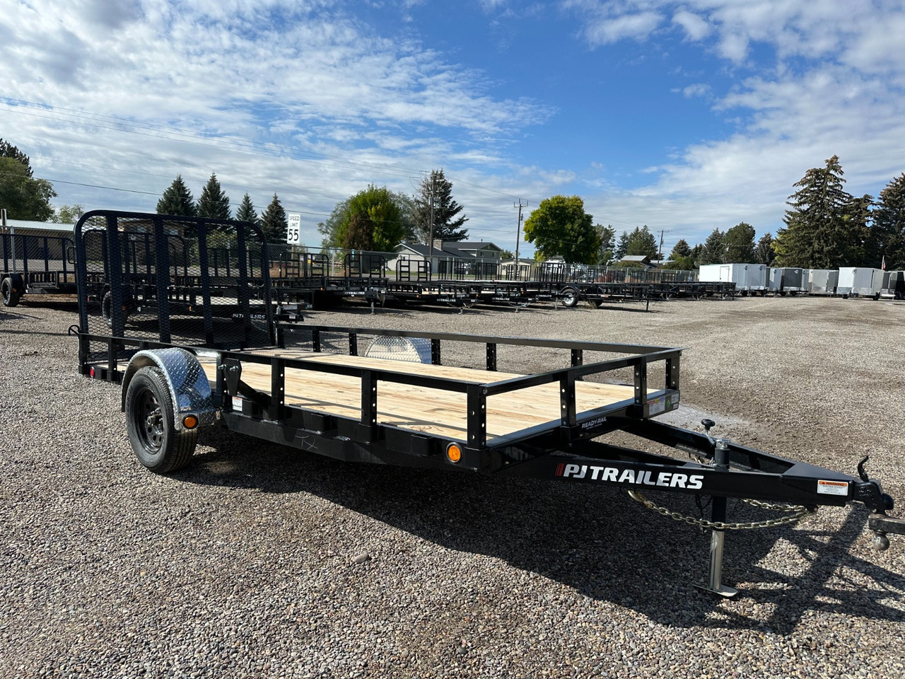 P.J. Trailers 2025 2025 72"X14' Utility Trailer | Single Axle Axle | 4' Rampgate Spring Assisted, Mount, Aluminum. Dp Fenders