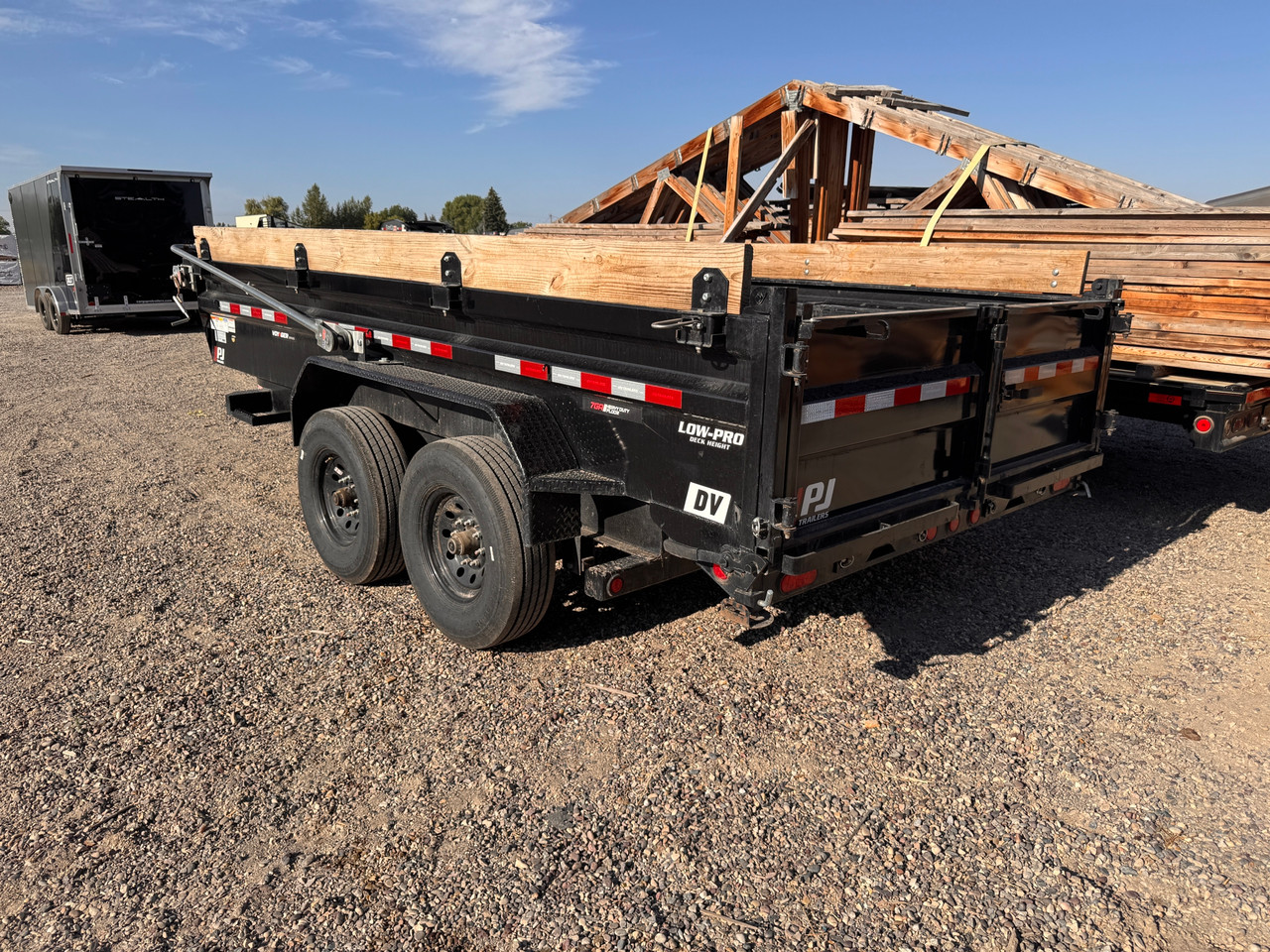 P.J. Trailers 2025 83"X14' Dump Trailer | Tandem Axle Axle 14K, Tarp Kit, XL Tongue Storage Box, Hydraulic Jack, Slide In Ramps, Rear Support Stands, 2 Way Spreader Gate