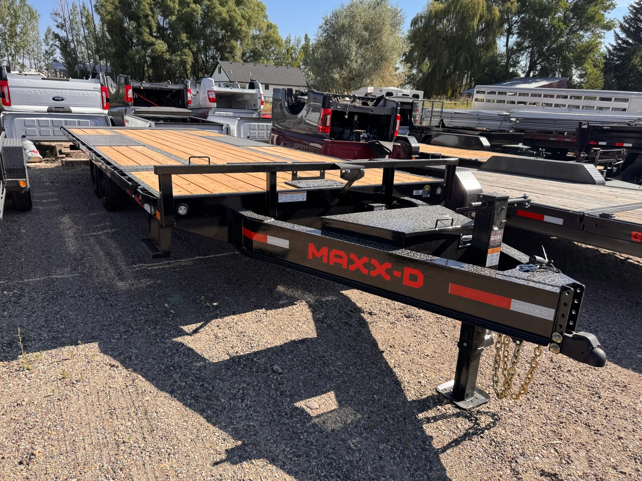 Maxx-D Trailers 2027 GOX 102"X24' Deckover Tilt Flatbed | Tandem Axle Axle 17.6K, 20' Tilt Deck, 4' STATIONARY, Winch Plate and Roller, Tool Box, Tool Tray, Spare Tire Mount