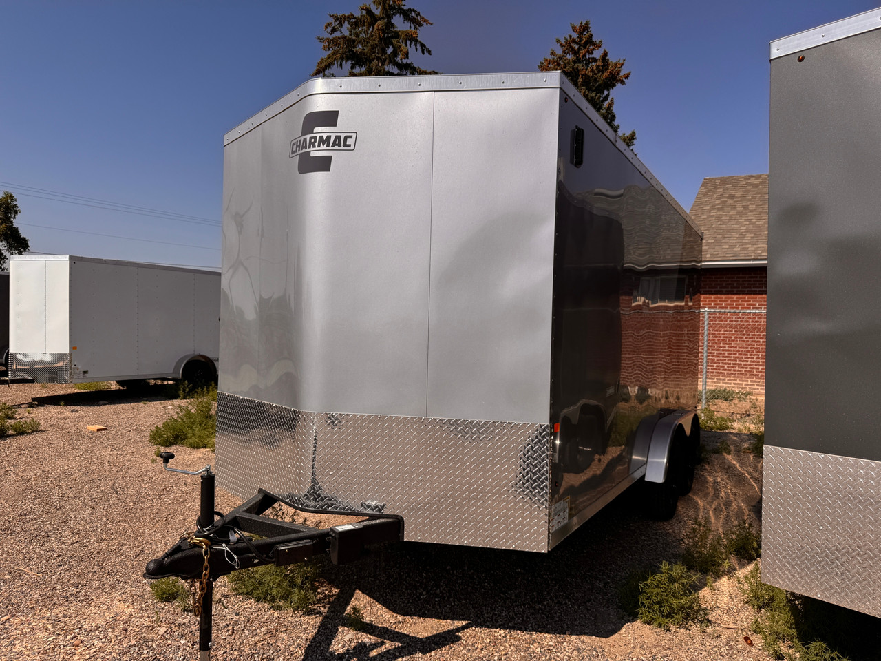 Charmac Trailers 2026 STEALTH 90"X16' V-Nose Cargo Trailer | Tandem Axle Axle 7K, Rear Stablizing Jacks, 7' Tall, Rear Ramp Door, Rubber Diamond Plate Floor, White Interior