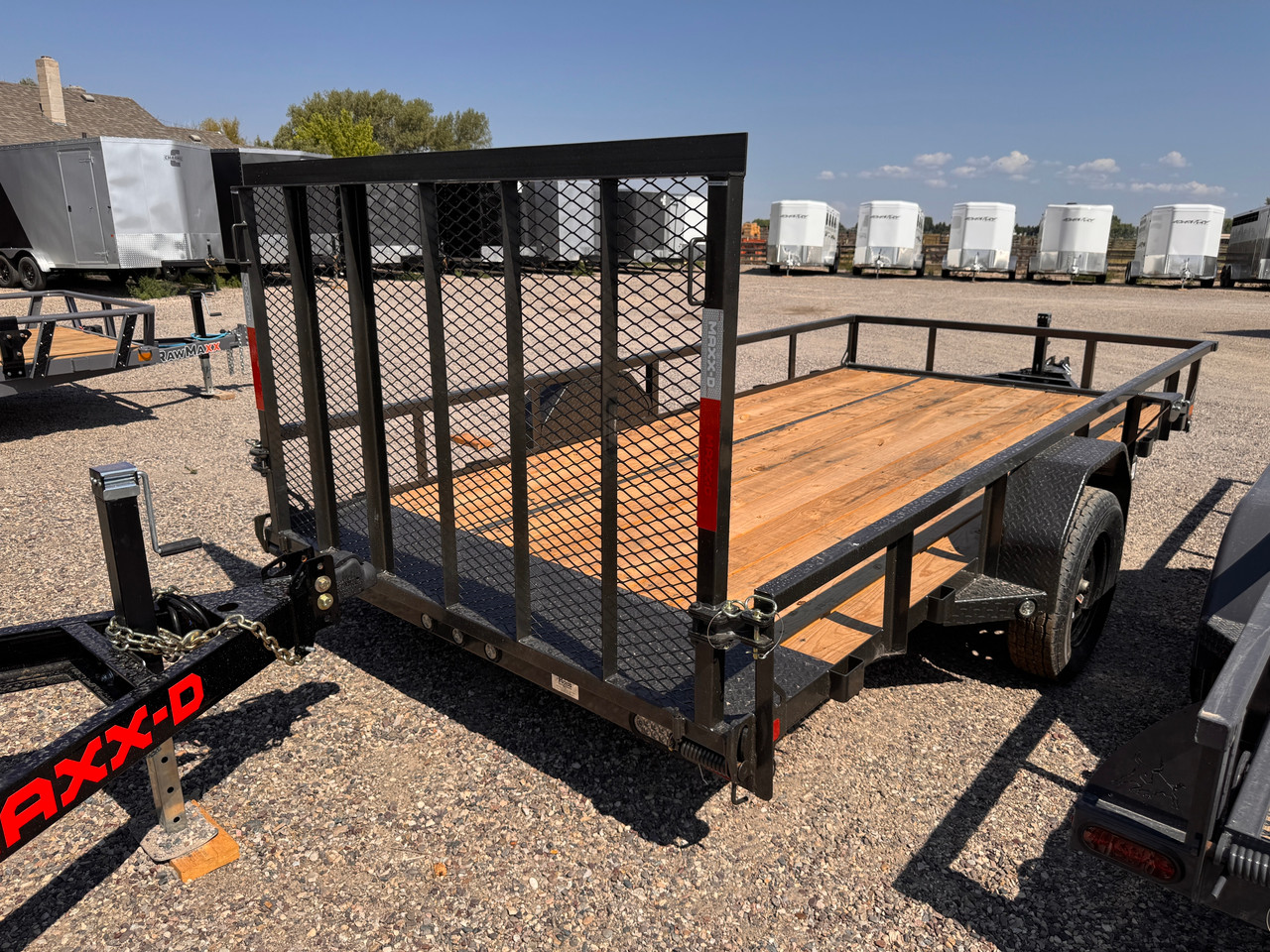 Maxx-D Trailers 2027 S3X 83"X14' Utility Trailer | Single Axle Axle 2.99K, 4" Channel Frame, Tongue, Tube Rail, 1' Dovetail, 4' Rear Rampgate, Spare Tire Mount
