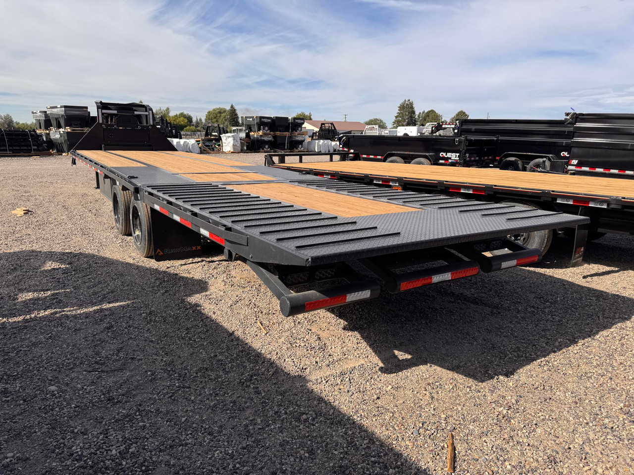 Raw Maxx Trailers 2026 HTX 102"X34' Deckover Flatbed Trailer | Tandem Axle, 11' HYD DOVETAIL, TOOL BOX, WINCH PLATE, CHAIN RACK, REFLECTIVE TAPE, SOLAR PANEL, 30K