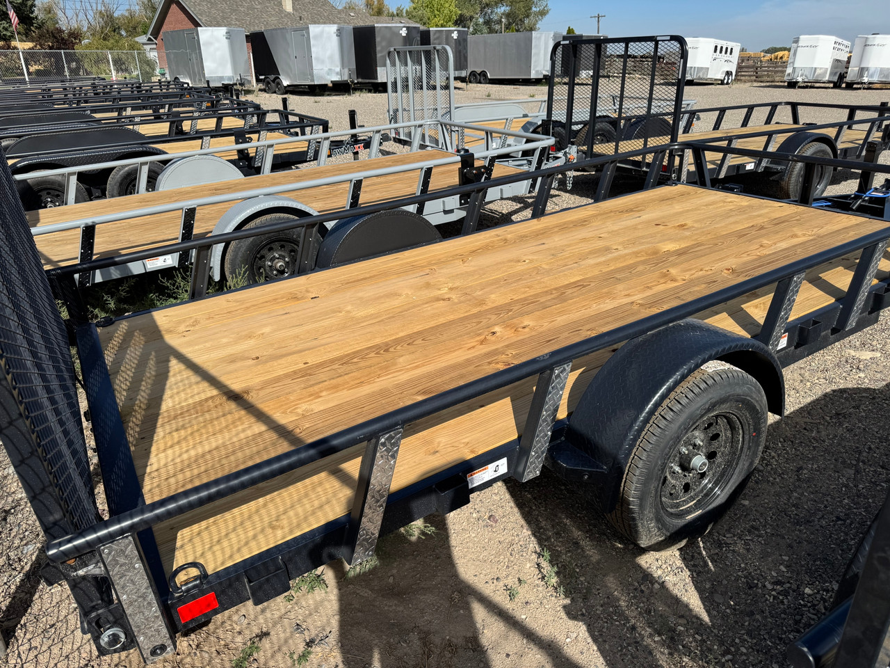 Raw Maxx Trailers 2027 UTX 83"X14' Utility Trailer | Single Axle 3.5K, 2" Round Pipetop Rails, 4' Rear Ramp Gate, Spare Tire Mount, 8 Ply Tires