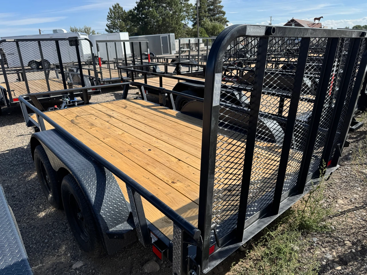 Raw Maxx Trailers 2027 UTX 77"X12' Utility Trailer | Tandem Axle 7K, 2" Round Pipetop Rails, 4' Rear Ramp Gate, Spare Tire Mount, 8 Ply Tires