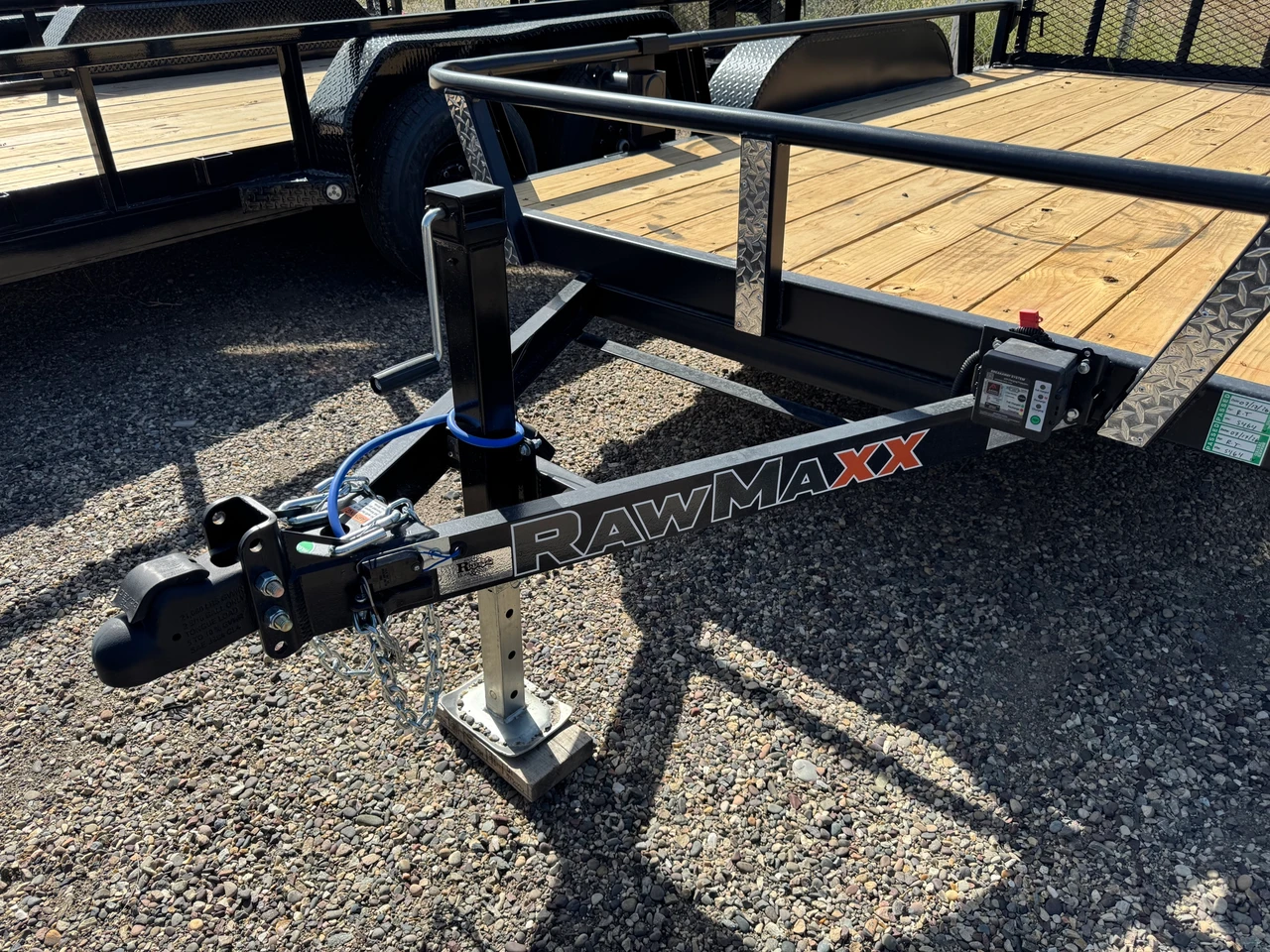 Raw Maxx Trailers 2027 UTX 77"X12' Utility Trailer | Tandem Axle 7K, 2" Round Pipetop Rails, 4' Rear Ramp Gate, Spare Tire Mount, 8 Ply Tires