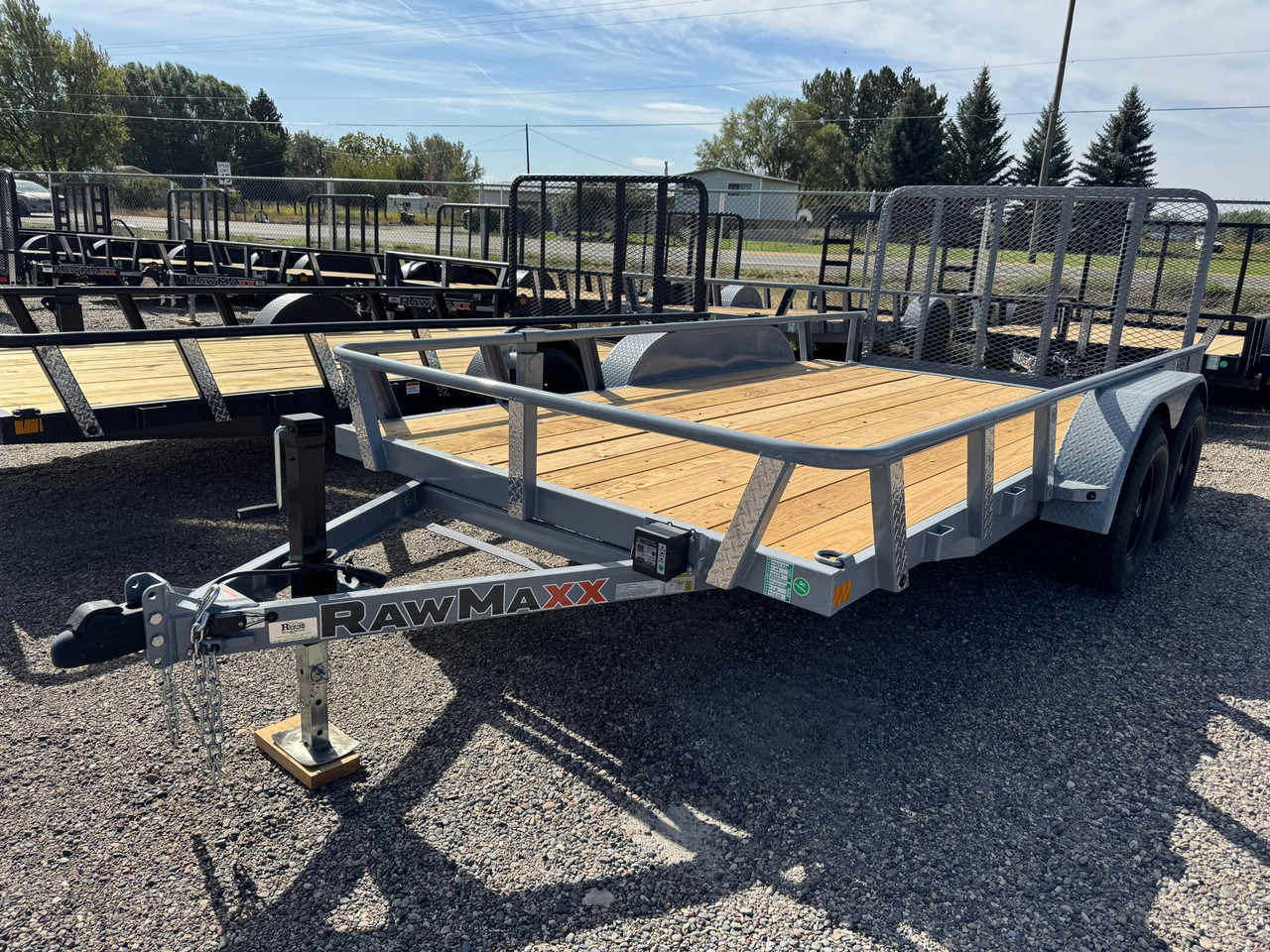 Raw Maxx Trailers 2027 UTX 83"X14' Utility Trailer | Tandem Axle 7K, 2" Round Pipetop Rails, 4' Rear Ramp Gate, Spare Tire Mount, 8 Ply Tires