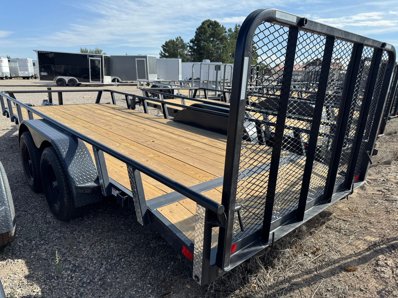 Raw Maxx Trailers 2027 UTX 83"X16' Utility Trailer | Tandem Axle 7K, 2" Round Pipetop Rails, 4' Rear Ramp Gate, Dovetail, Spare Tire Mount, 8 Ply Tires