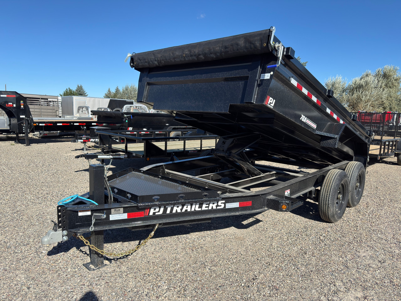 P.J. Trailers 2027 DL 83"X14' Low Profile Scissor Dump Trailer | Tandem Axle 14K, LOW PRO, 24" SIDES, 6" CYLINDER UPGRADE, HYD JACK, STRAIGHT AXLES