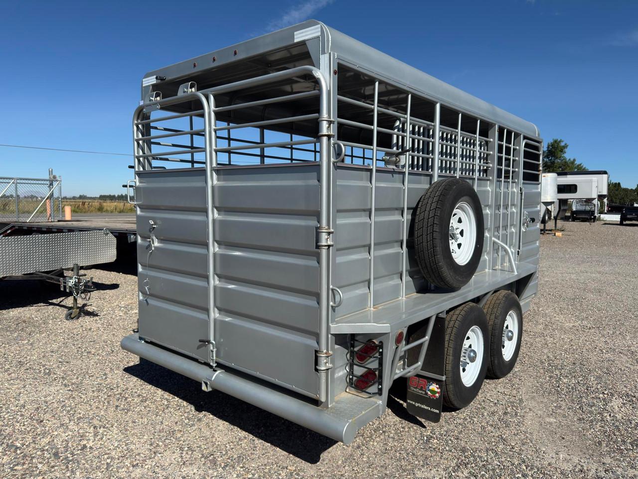 GR Trailers 2025 72"X16' Stock Trailer | Tandem Axle 10K, BRUSH FENDERS, RUBBER MATS, 10K