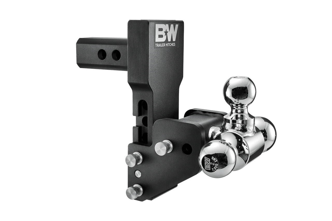 B&W Hitches Tow and Stow Adjustable Drop Hitch | 2" Receiver, 4-1/2" Drop, 5-1/2" Rise, Tri-Ball 1-7/8" x 2" x 2-5/16" | GM MultiPro & MultiFlex Compatible