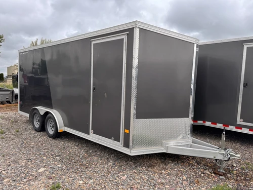 Alcom Trailers 2023 2023 90"X18' V-Nose Cargo Trailer | Tandem Axle Axle 7K | 7' Tall, White Interior, Ps Access Door