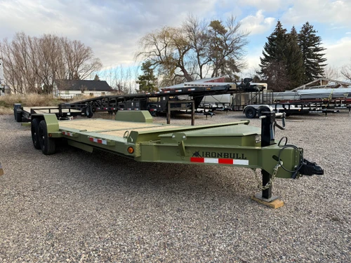 Iron Bull Trailers 2026 2026 84"X22' Gravity Tilt Trailer | Tandem Axle Axle 14K | 7K Axles, 8" I-Beam,16" OC, 10K Jack, (6) D-Rings, 16' Tilt + 6' Stat., XL Tool Box, Removable Fenders Winch Plate