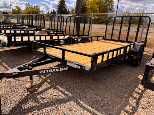 P.J. Trailers 2026 2026 83"X14' Utility Trailer | Single Axle Axle | 4' Rampgate (Spring Assisted) ATV Side Load Ramps, Dp Steel Fenders