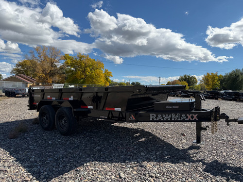 Raw Maxx Trailers 2024 2024 84"X14' Scissor Dump Trailer | Tandem Axle Axle 14K | 8" I-Beam Frame,Barn Door & Spreader, 8 Ga Floor, Manual Tarp, 6' Ramps 14K