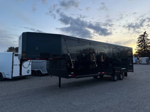 Trails West Trailers 2026 2026 288" Powersports Trailer | Tandem Axle Axle | Extreme Cold, Extra Flood Light Rear, Gn Windows, Extra Window, 48" Helmet Cab. Upgrade