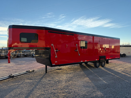 Trails West Trailers 2026 2026 336" Powersports Trailer | Tandem Axle Axle 14K | 7K Axle Upgrade, Extreme Cold, Extra Flood Light Rear, Upgrade To 48" Helmet & Ducted, Extra Window, Gn Windows