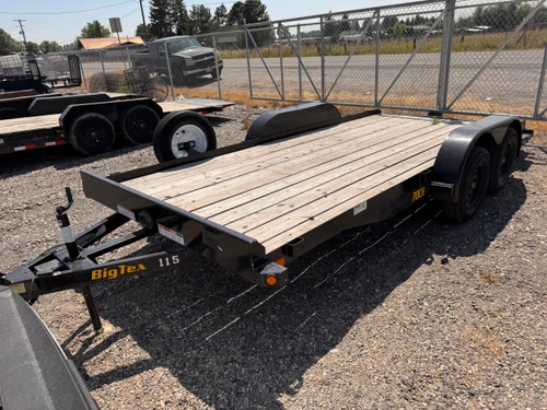 Big Tex Trailers 2021 16' Car Hauler Trailer | Tandem Axle 7K, Steel Fenders, Slide In Ramps, Straight Deck, Spare Tire and Mount