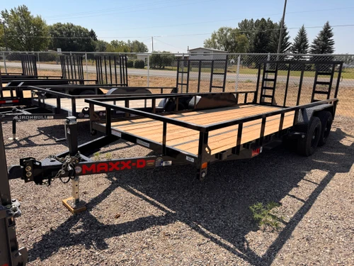 Maxx-D Trailers 2027 U4X 83"X18' HD Utility Trailer | Tandem Axle Axle 10K, 5" Channel, 2" Tube Rail, 1' Dovetail, 4' Rear Rampgate, Spare Tire Mount