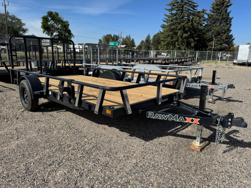 Raw Maxx Trailers 2027 UTX 83"X14' Utility Trailer | Single Axle, 2" ROUND TUBE RAIL, 4' GATE, 8 PLY TIRES