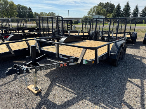 Raw Maxx Trailers 2027 UTX 77"X12' Utility Trailer | Tandem Axle, 2" ROUND TUBE RAIL, 4' GATE, 8 PLY TIRES, 7K