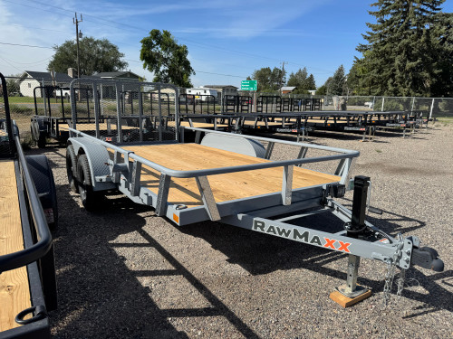 Raw Maxx Trailers 2027 UTX 83"X14' Utility Trailer | Tandem Axle, 2" ROUND TUBE RAIL, 4' GATE, 8 PLY TIRES 7K