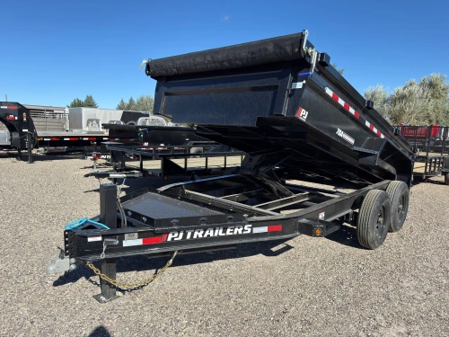 P.J. Trailers 2027 DL 83"X14' Low Profile Scissor Dump Trailer | Tandem Axle 14K, LOW PRO, 24" SIDES, 6" CYLINDER UPGRADE, HYD JACK, STRAIGHT AXLES
