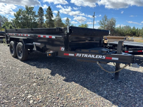 P.J. Trailers 2027 DT 83"X16' Telescopic Dump Trailer | Tandem Axle 14K, LOW PRO, 24" SIDES, 6" CYLINDER UPGRADE, HYD JACK, STRAIGHT AXLES