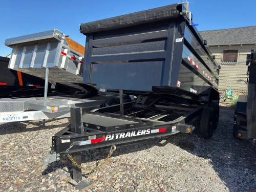 P.J. Trailers 2027 DL 83"X14' Telescopic Dump Trailer | Tandem Axle 14K, 3' Sides, 7k axles, 6" CYLINDER UPGRADE, HYD JACK