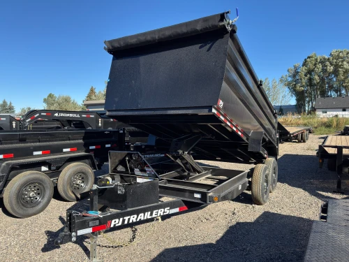 P.J. Trailers 2027 D7 83"X14' Scissor Dump Trailer | Tandem Axle 14K, CHANNEL, SPREADER GATE, 48" SIDES