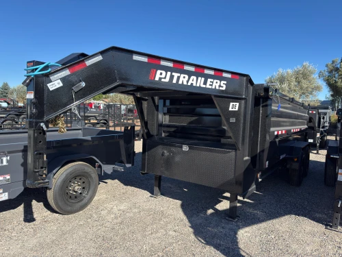 P.J. Trailers 2027 DE' 82"X16' Low Profile Dump Trailer | Tandem Axle 20K, 48" SIDES , TORSION AXLES, HYD JACKS