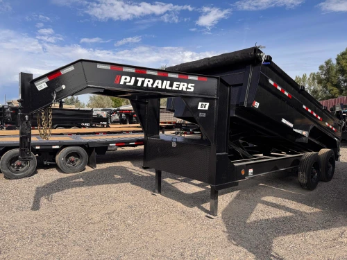 P.J. Trailers 2027 DE' 82"X16' Low Profile Dump Trailer | Tandem Axle 20K, TORSION AXLES, HYD JACKS