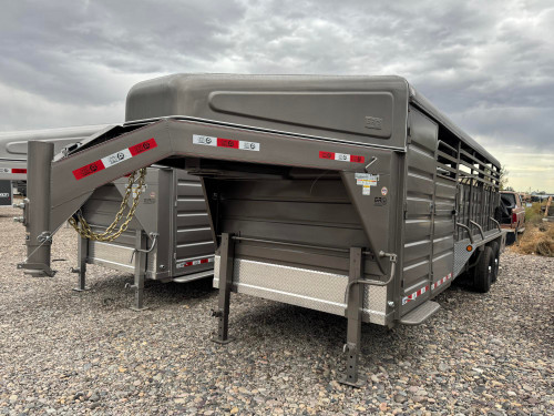 GR Trailers 2026 82"X24' Stock Combo Trailer | Tandem Axle 14K, SMOOTH RUBBER FLOOR, ESCAPE 48", 4' DOUBLE DOOR TACK, SWING OUT SADDLE RK, FULL SWING SLIDE REAR GATE