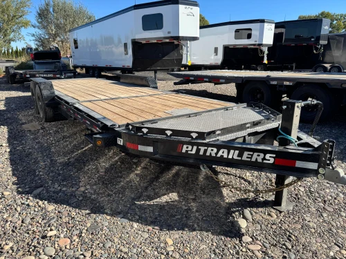 P.J. Trailers 2027 TY 83"X22' Equipment Tilt Trailer | Tandem Axle 14K, 8" I-Beam Frame, w/14 Ply Tires, Torsion Axles, 16' Tilt Deck, Plate for Winch