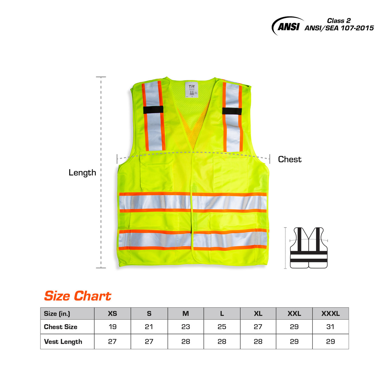 5-Point Breakaway High Visibility Safety Vest, Type R Class 2