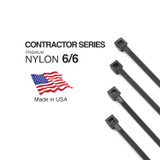 Contractor Series UV Cable Ties, Type 21S, Black, USA