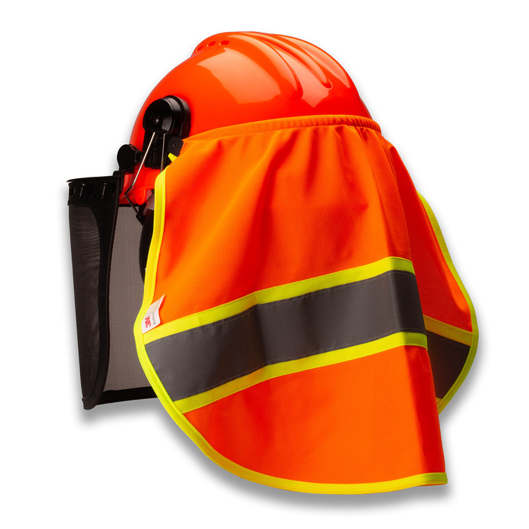 Neck Shade for Forestry Safety Helmet, Knitted with 3M Reflector, Breathable 100% Polyester Fabric